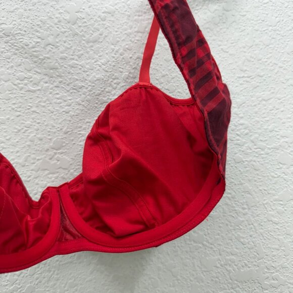 Pink Victorias Secret Red Plaid Balconette Adjustable Bra Womens size 38DD NEW - Picture 4 of 7